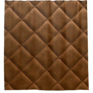 Brown leather, rhombus pattern drawing shower curtain