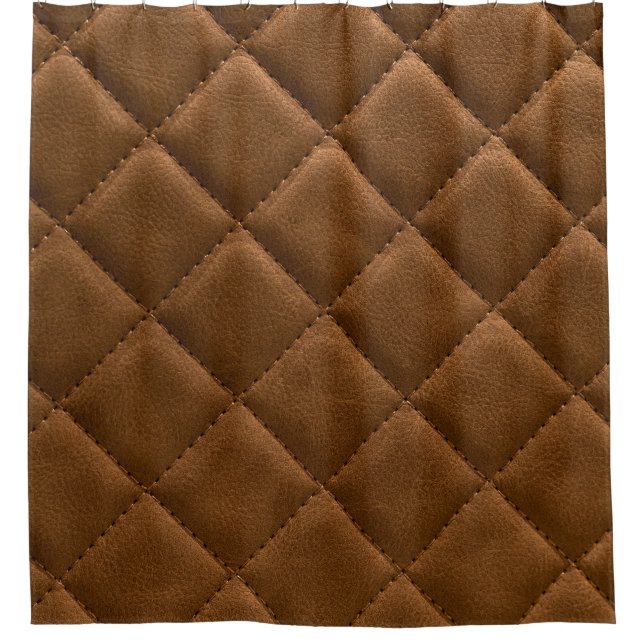 Brown leather, rhombus pattern drawing shower curtain (Front)