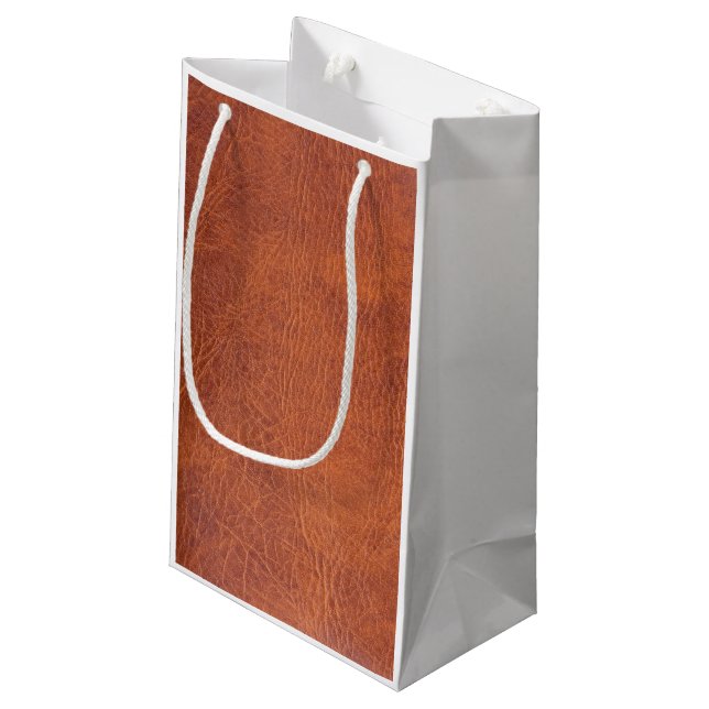 Brown leather small gift bag (Back Angled)