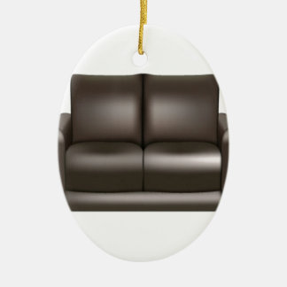 Brown leather sofa design ceramic tree decoration