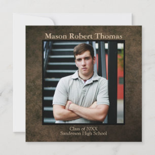 Brown Leather Square - Graduation Party Invite