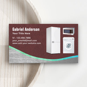 Brown Leather Steel Home Appliances Repair Business Card