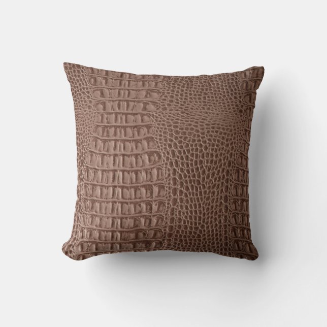 Brown leather texture background close up macroski cushion (Front)