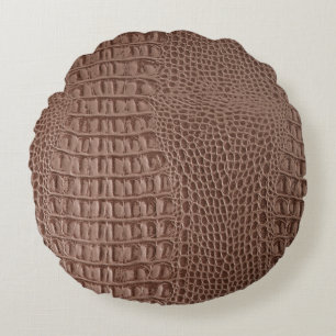 Brown leather texture background close up macroski round cushion