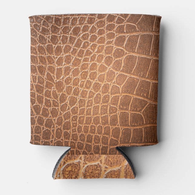 Brown Leather Texture, Background Use. Can Cooler (Front)