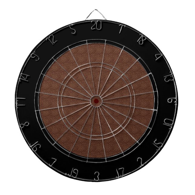 Brown Leather Texture Black Border Dartboard (Front)