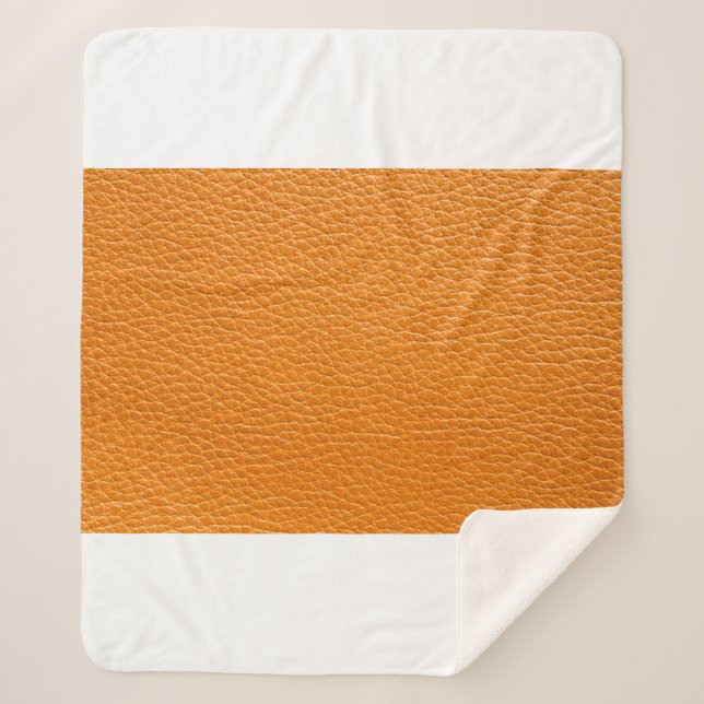 Brown leather texture closeup sherpa blanket (Front)