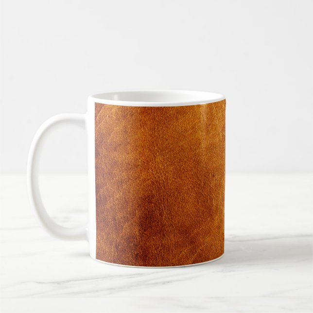 Brown leather texture coffee mug (Left)