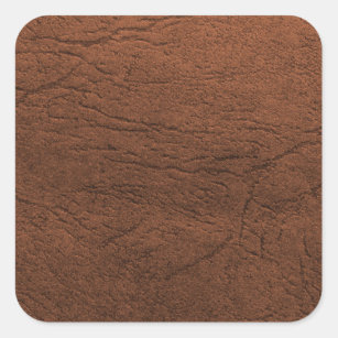 Brown Leather Texture Monogram Square Sticker
