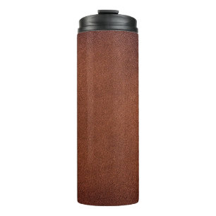 Brown leather texture thermal tumbler