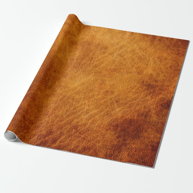 Brown leather texture wrapping paper (Unrolled)