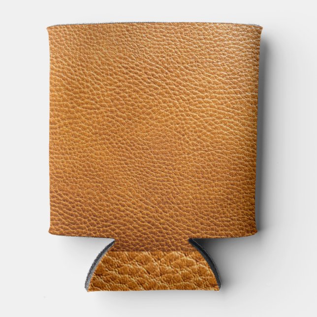Brown Leather, Textured Background Luxury. Can Cooler (Front)