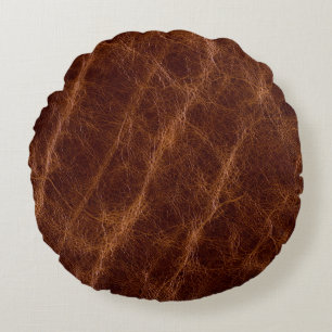 Brown leather textureleather,texture,abstract,acce round cushion
