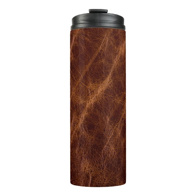 Brown leather textureleather,texture,abstract,acce thermal tumbler (Front)