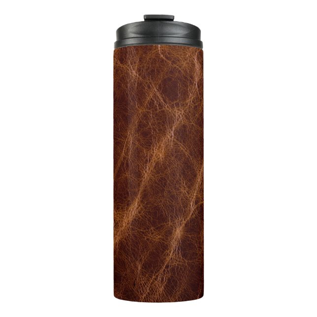 Brown leather textureleather,texture,abstract,acce thermal tumbler (Front)