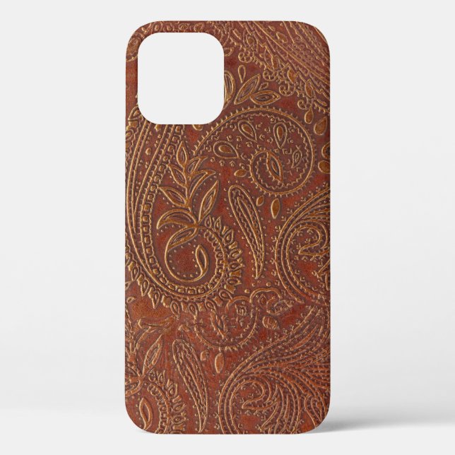 Brown leather, tooled floral pattern. Case-Mate iPhone case (Back)