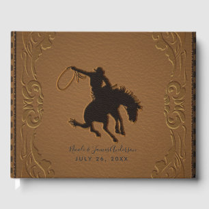 Brown Leather Western Wild West Cowboy Wedding Guest Book