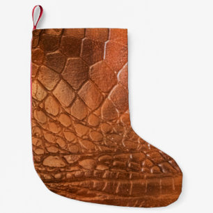 Brown leather with a pattern in the form of a scal small christmas stocking