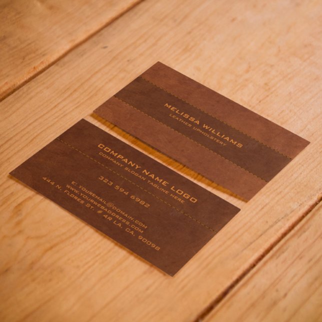 Brown Leather with Stitches Effect Business Card (Creator Uploaded)