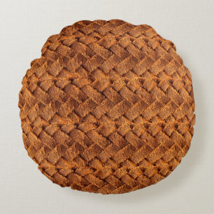 Brown leather woven backgroundleather,brown,backgr round cushion