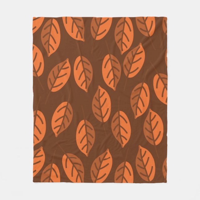 Brown leaves fleece blanket (Front)
