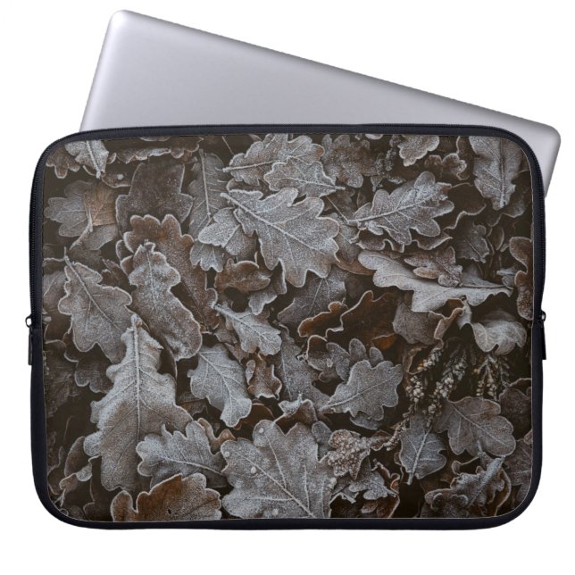Brown leaves laptop sleeve (Front)