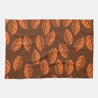 Brown leaves tea towel
