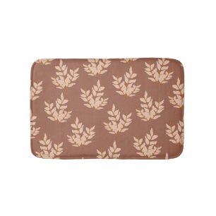 Brown Leaves Vintage Line Leaf Pattern  Bath Mat