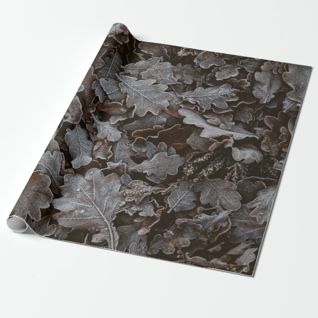 Brown leaves wrapping paper (Unrolled)