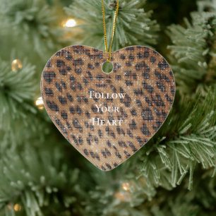 Brown Leopard Animal Print Sparkle Ceramic Ornament