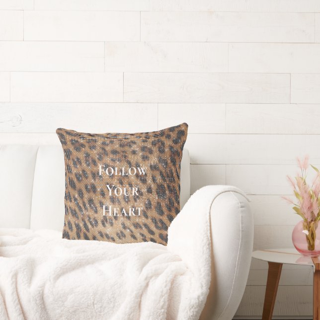 Brown Leopard Animal Print Sparkle Cushion (Couch)