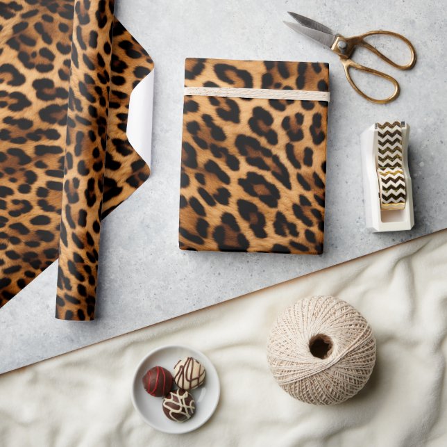 Brown Leopard Animal Print Wrapping Paper (Crafts)