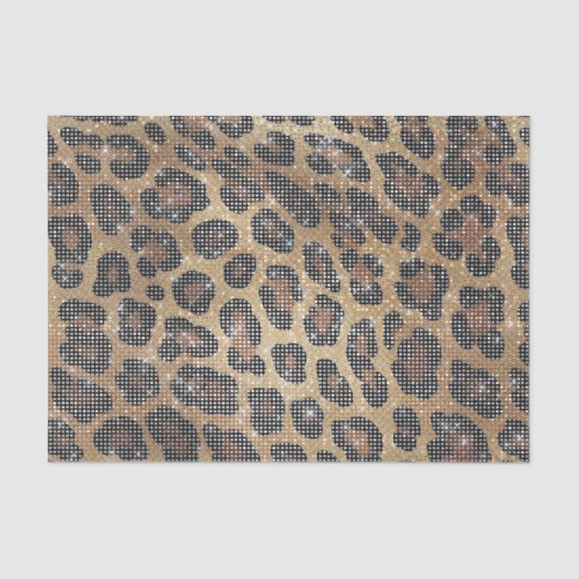 Brown Leopard Animal Sparkle Tissue Paper (Front)