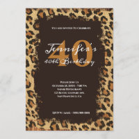Brown Leopard Burlap Grunge 40th Birthday