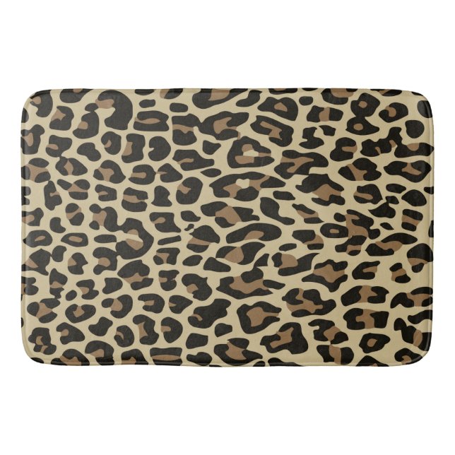 Brown leopard cheetah animal print bath mat (Front)