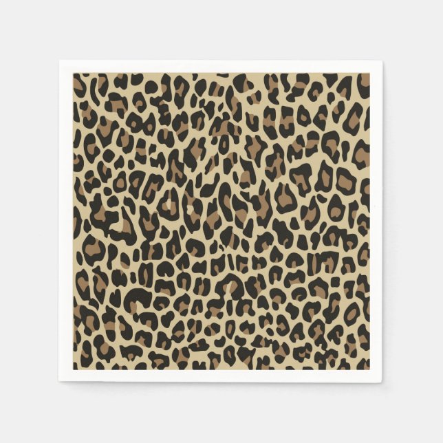 Brown leopard cheetah animal print napkins (Front)