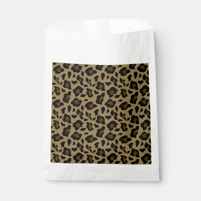 brown leopard pattern animal print favour bag (Front)