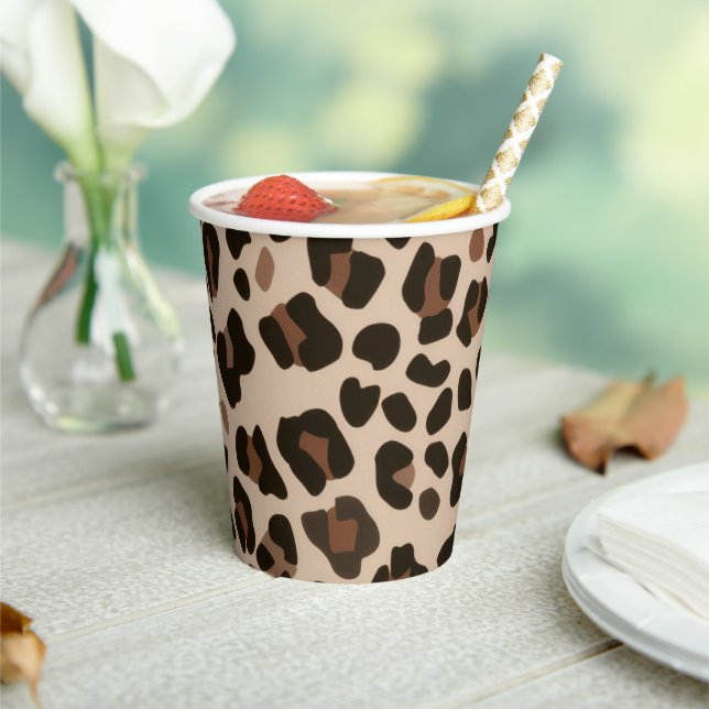 Brown Leopard Pattern Jungle Animal Safari  Paper Cups (Insitu)