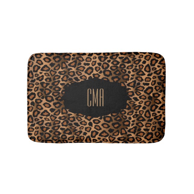 Brown Leopard Print | DIY Monogram Bath Mat (Front)