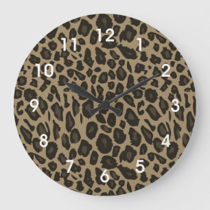 Brown Leopard Print Large Clock