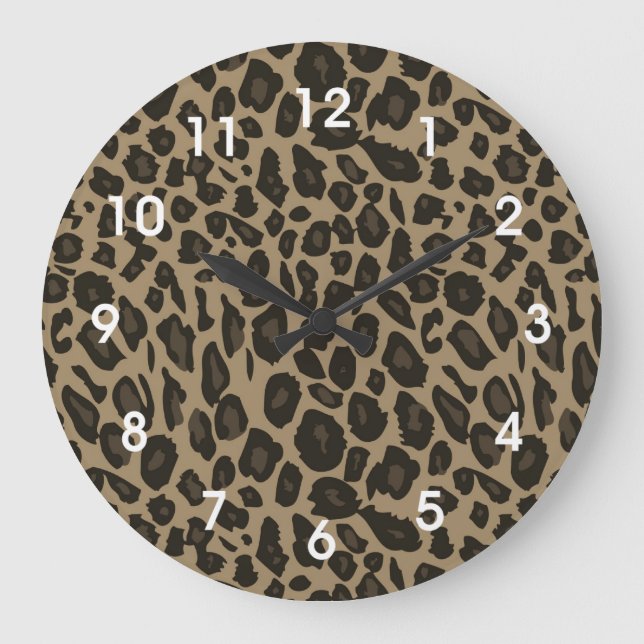 Brown Leopard Print Large Clock (Front)