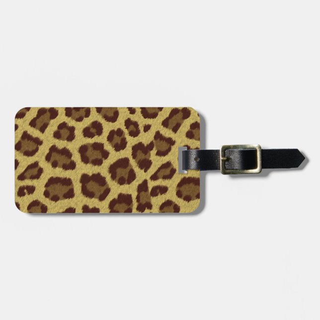 Brown Leopard Print Luggage Tag (Front Horizontal)