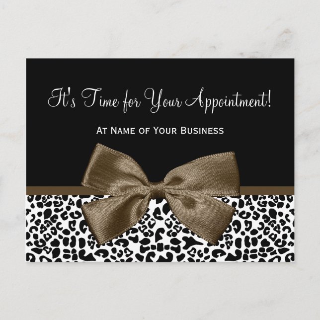 Brown Leopard Print Salon Appointment Reminder Postcard (Front)