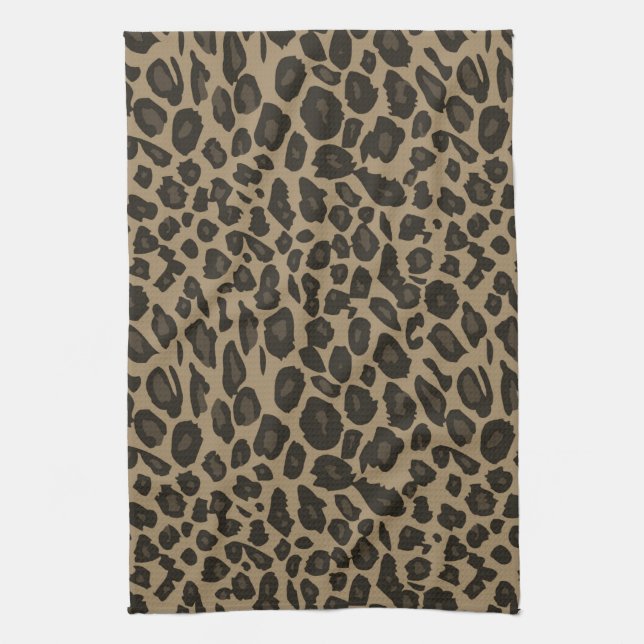 Brown Leopard Print Tea Towel (Vertical)