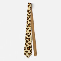 Brown Leopard Skin Print Pattern Neck Tie