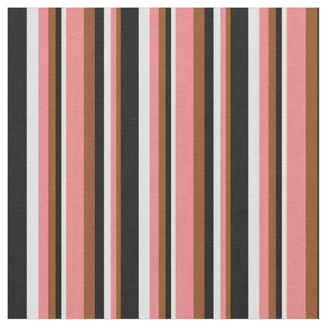 Brown, Light Coral, Lavender & Black Coloured Fabric (Close Up)