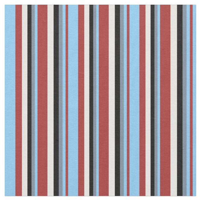 Brown, Light Sky Blue, Grey, Black & Mint Cream Fabric (Close Up)