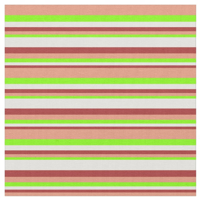 Brown, Light Yellow, Chartreuse & Dark Salmon Fabric (Close Up)