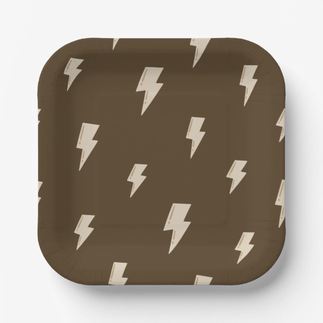 Brown Lightning Paper Plates - 9in (Front)