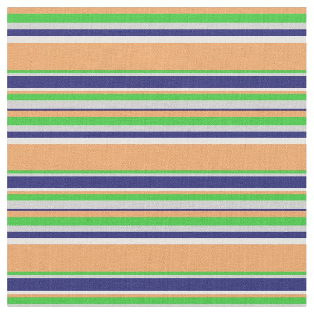 Brown, Lime Green, Grey, Midnight Blue & White Fabric (Close Up)